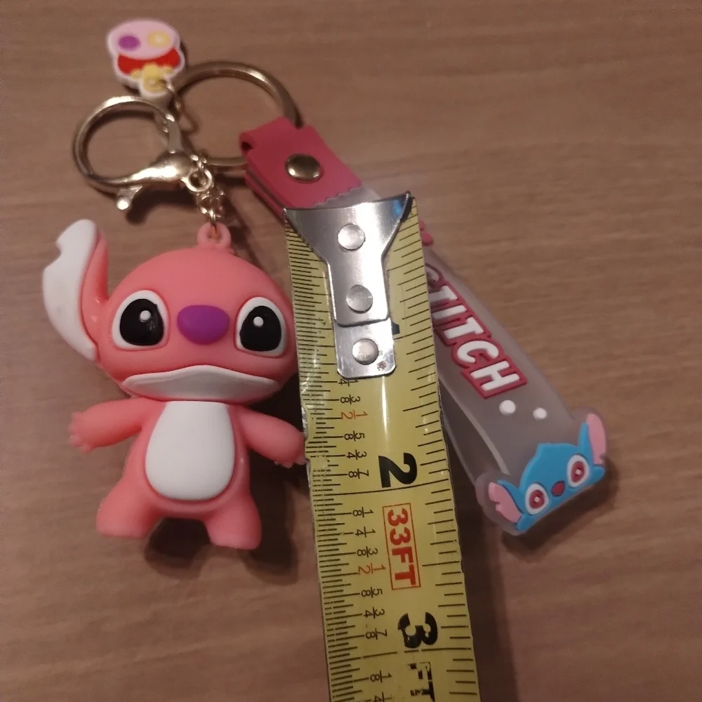 New Disney 3D Rubber Pink Stitch Keychain | Cute Lilo & Stitch Bag Charm